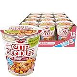 Nissin Cup Noodles Soup, Beef Flavor, Microwaveable Paper Cups, Instant Ramen, 2.25 Ounce (Pack of 12)