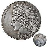Fine Embossed Design Old Silver Coin Rare Indian Head $10 Collectible Historical Coins Art Commemorative Replicas Silver Dollars Antique Coins Collectible Gifts(1907)