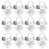 Xiahuyu 12 Pcs Autism Awareness Gifts Keychain Autism Teacher Appreciation Gifts Special Education Teacher Gift Thank You Gift for Autism Teachers ABA Therapist SPED Teachers