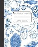 Blue Vintage Ocean Themed Composition Notebook: 9.25in x 7.5in College Ruled 110 Page Notebook