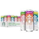 Starbucks Iced Energy Drink, 3 Flavor Variety Pack (Tropical Peach, Watermelon Splash, Blueberry Lemonade), Zero Sugar Energy Drink, Plant Based Caffeine, Hydration, Mental Clarity, 12x12 Fl Oz Cans
