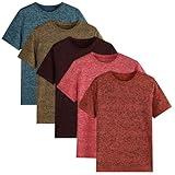 5-Pack Boys Athletic Quick Dry T-Shirts Youth Activewear Short Sleeve Tops(5-18 Years)