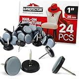 Chair Glides X-Protector – 1" Furniture Glides 24 pcs – Grey Nail-on Chair Sliders – Premium Chair Leg Floor Protectors – Slide Effortlessly with Chair Leg Pads That Protect Your Floor!