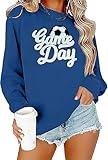 Game Day Soccer Sweatshirt Women Soccer Season Chenille Patch Pullover Top Causal Long Sleeve Football Top