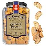 La Dolce Vita Classic Almond Italian Biscotti Cookies, Gourmet Coffee & Tea Dipping Snack, 40 oz Jar