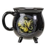Ebros Gift Wicca Neo Paganism Sabbats Seasonal Wheel of The Year Fantasy Dragon With Sacred Symbols Ceramic Heat Color Changing Cauldron Shaped Magic Mug Cup By Anne Stokes (Mabon Drake)