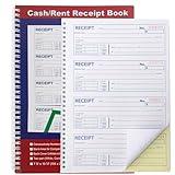 Money and Rent Receipt Book 2-Part Carbonless 7-5/8" x 11" Spiral Bound 200 Sets per Book 4 Receipts per Page(1pack)
