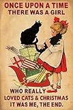 Once Upon A Halloween Night There Was A Girl Who Really Loved Cats And Christmas Yard Signs Decorative Signs Wall Art Home Living Room Kitchen Cafe Bar Wall Decor Signs Aluminum Metal Plate 12x8 Inch