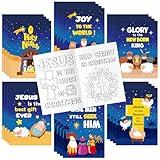 Dvbonike 24Pcs Nativity Christmas Coloring Books - Christian Theme DIY Color-in Pages Booklet Bulk Drawing Bible Savior Religious Activity Supplies for School Classroom Rewards Holiday Gift for Kids