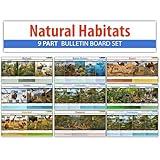 Earths Habitats ecosystem Line bulletin board set, 9 charts pack Laminated thick 3 mil (9"x18") Young N Refined