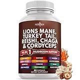 NEW AGE Lions Mane Mushroom Supplement with Turkey Tail Reishi Cordyceps Chaga with Marshmallow Root