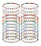 Taouzi 24Pcs Jesus Loves You Bracelets Bulk Handmade Beads Jesus Friendship Bracelets Religious Jesus Loves You Jewelry Accessories Christmas Easter Gift (Rainbow Beaded)