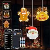 3Pack Motion Christmas Window Silhouette Lights Decorations with Remote/App, Santa Face, Reindeer, Gingerbread Man, Timer, Music Sync, Dimmer, Lighted Hanging Xmas Decor