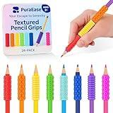 PuraEase Textured Pencil Grips for Kids, Teens & Adults – 24PC Sensory Fidget Toys for ADHD, Autism, Anxiety & Stress Relief - Ideal for Teachers as Educational Tools or Classroom Rewards