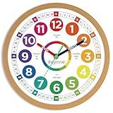 Roymnie14 Inch Wall Clock for Kids Learning to Tell Time Large Analog Silent Battery Operated Teaching Clock Silent Colorful Teaching Time Ideal Gift for Kids Room School