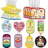 Liliaafar 100 Pack Student Reading Incentives Dog Tag with Necklaces Cardstock Recognition Award Education Reward Prizes Gifts Bulk for School Classroom Teacher Supplies, 10 Styles