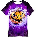 RAISEVERN Boys Pumpkin Shirts Size 10-12 Kids T-Shirt Novelty Graphic-Print 3D Tees Funny Tops Summer Short Sleeve Shirt Outfits