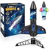 Rocket Launcher for Kids -200 Feet of Flight Altitude, Auto Electric Rocket Toys with Safe Parachute, Outdoor Summer Yard Toys Christmas Birthday Gifts for Boys & Girls Age 6 7 9 10 12 8-13 Years Old