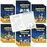 Nativity Activity Books for Kids - 24Pcs Christmas Mini Games Coloring Book Set Bulk Mazes Word Search Word Scramble Games for Xmas Holiday Party Goodie Bags Stuffers Sunday School Classroom Favors