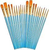 Soucolor Acrylic Paint Brushes Set, 20Pcs Round Pointed Tip Artist Paintbrushes for Acrylic Oil Watercolor Canvases Rock Body Face Nail Miniature Detailing Drawing Art Supplies