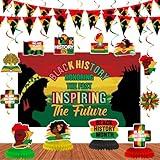Black History Month Decorations, African American Inspirational Triangular Flags, Black History Honoring The Past Inspiring The Future Backdrop Banner, Honeycomb Centerpieces