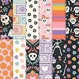 24 Sheets Día de Muertos Scrapbook Paper, Mexico Skeleton Marigolds Papel Picado Patterns Decorative Craft Paper Folded Flat for Day of Dead Card Making Photo Album Decor, 12'' x 12''