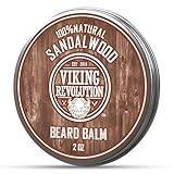 Viking Revolution Sandalwood Beard Balm - Beard Butter with Argan Oil, Beard Softener for Men with Jojoba Oil - Beard Moisturizer for Men with Beeswax - Beard Wax for Men (2oz, 1 Pack)