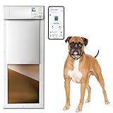 New, Improved Power PET Automatic WiFi Dog Door by High Tech Pet, Operated by Ultrasonic Pet Collar, App Controlled, Air Tight with Secure Auto Dead Bolt Lock and 24-7 Entry & Exit Timers - Large