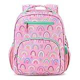 mibasies Girls Backpack 5-8: Lightweight Kids Backpacks for Girls - Girl Bookbag for Elementary School - Rainbow Pink