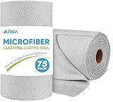 AIDEA Microfiber Cleaning Cloth Roll, Grey 75PK, Reusable Paper Towels Tear Away Cloth, Microfiber Towels for Cars, Wash Cloths, Lint Free Rags for House, Kitchen,Window,Cleaning Supplies 11.5"×11.5"