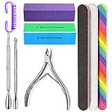 HNYYZL Manicure Kit - Nail File, Buffer, Cuticle Clipper, Pusher & Brush for Salon Nail Art