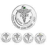 Custom Medical Caduceus Nursing Pin Stainless Steel Personalized Birthstone Role Engraving NP LPN LVN BSN RN Pins For Hospital Ceremony Graduation School