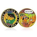 Dumpster Fire Challenge Coin - Double Sided Hilarious Medallion Funny Dumpster Fire Coins, Desk Accessories, for Staff Appreciation Gifts, Commemorative Coin Office Gifts