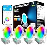 DAYBETTER WiFi Smart Recessed Lighting 6 Inch Ultra-Thin, Dimmable Rgbcw Color Changing 1100 Lumen,App DIY 80+ CRI Dimmable Downlight, Alexa/Google Home Compatible-4ack