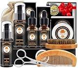 XIKEZAN Beard Kit for Men Grooming & Care w/Conditioner, Wash, Oil, Balm, Brush, Comb Birthday Fathers Valentines Gifts for Men Him Dad Husband Boyfriend Christmas Gifts Mens Stocking Stuffers