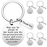 Inbagi 6 Pcs Thank You Gifts for Women Men Appreciation Keychain Gifts for Coworker Employee Teacher (Round Style)
