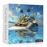 Sea Turtle Puzzle 1000 Piece for Adults, Nature Plant Animal Jigsaw Puzzles, Difficult Ocean Island Art Puzzle as Turtle Decor