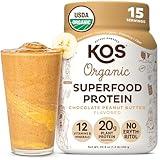 KOS Organic Plant Based Protein Powder, Chocolate Peanut Butter - Delicious Vegan Protein Powder - Keto Friendly, Gluten Free, Dairy Free & Soy Free - 15 Servings