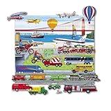 Little Folk Visuals Felt Fun: Trains, Trucks, & Planes Precut Flannel/Felt Board Figures with 13x15 Inches Mounted Playboard, 24 Pieces Set