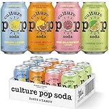 Culture Pop Soda, Zesty & Tarty Variety Pack, Probiotic Low Sugar Soda, Sparkling Juice Alternative, Non-GMO, Kosher, Gluten-Free, No Stevia (12pk)