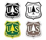 4-Pack Mixed Colors: US Forest Service Shield Shaped Stickers (Outdoor Camp Fish Hike Vinyl Logo Weatherproof for car Truck rv or Laptop (3 inch Each) U.S. Forestry Licensed
