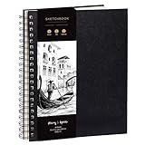 Artist’s Sketchbook Hardcover – 200GSM Very Thick Paper – Large, Spiral Sketch Book for Drawing and Mixed Media – Sketch Pad, Art Book - 8.25 x 11.4, 40 Sheets / 80 Pages