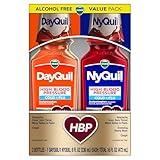 VICKS DayQuil & NyQuil High Blood Pressure Cold & Flu Relief Liquid Medicine Co-Pack, Powerful Multi-Symptom Daytime & Nighttime Relief for Cold, Cough, and Flu Symptoms, Sugar & Alcohol Free, 2x8oz