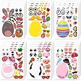 SmilinFit 24 Sheets Easter Stickers for Kids Toddlers, Easter Basket Stuffers, Make A Face Stickers Crafts with Eggs Themed, Kids Party Favor Supplies Decorations Activities Gifts for Girls Boys
