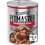 Progresso Pitmaster Steakhouse Style Steak and Bean, Gluten Free, Canned Soup, 18.5 oz