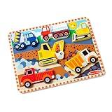 Melissa & Doug Construction Vehicles Wooden Chunky Puzzle (6 pcs) - FSC Certified