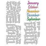 ORIGACH Dates Months Years Words Metal Cutting Dies for Scrapbooking and Card Making, 2023 Jan to Dec Month Words Die Cuts for Scrapbook Photo Album Decoration Carving Handmade Paper Card