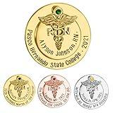 Personalized Nursing Pins for Pinning Ceremony Custom Medical Caduceus RN Badge with Birthstone Stainless Steel Engraving NP LPN LVN RN Pins for Nurse Gift