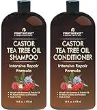 Castor Tea Tree Shampoo Conditioner - An Anti Hair Loss Set Thickening formula For Hair Regrowth, Anti Thinning Sulfate Free For Men & Women Anti Dandruff Treatment - 16 oz