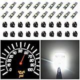 WLJH 74 Led Bulb Dash Lights Super Bright T5 2721 37 70 286 Wedge PC74 Twist Socket Automotive Instrument Panel Gauge Light Kits Cluster Shift Indicator Bulbs White Pack of 20